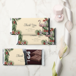 Hawaiian Flamingo & Tropical Hibiscus Thank You Hershey Bar Favors