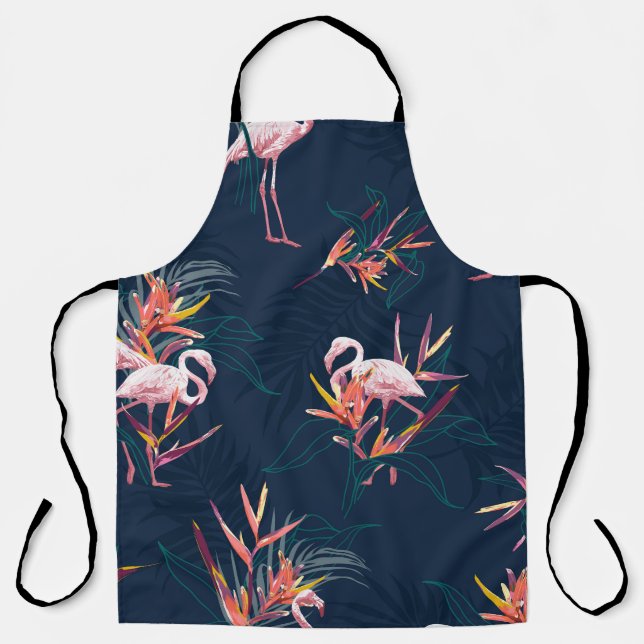 Hawaiian Flamingo: Tropical Vintage Artwork Apron (Front)