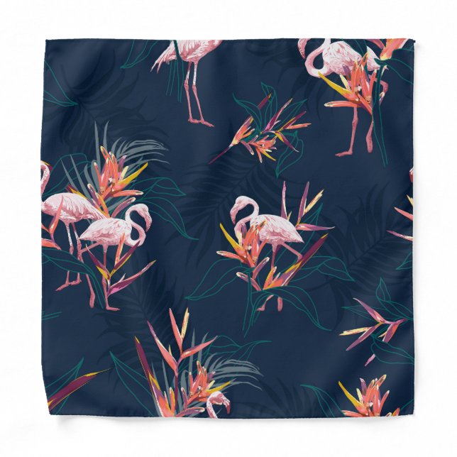 Hawaiian Flamingo: Tropical Vintage Artwork Bandana (Front)