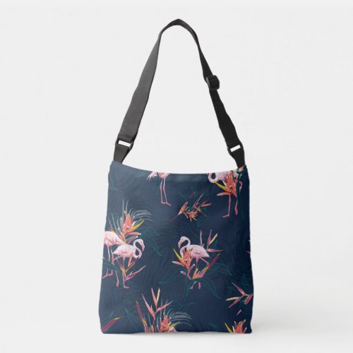 Hawaiian Flamingo Tropical Vintage Artwork Crossbody Bag