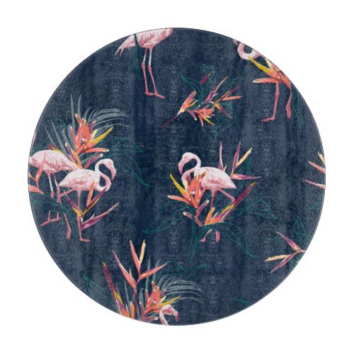 Hawaiian Flamingo Tropical Vintage Artwork Cutting Board