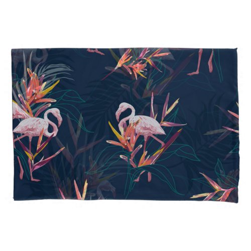 Hawaiian Flamingo Tropical Vintage Artwork Pillow Case