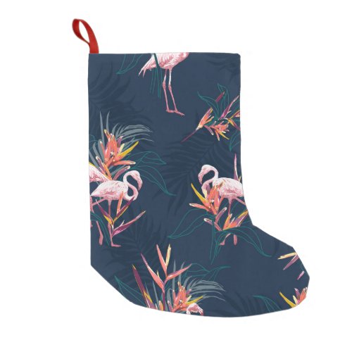 Hawaiian Flamingo Tropical Vintage Artwork Small Christmas Stocking