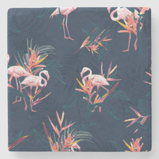 Hawaiian Flamingo: Tropical Vintage Artwork Stone Coaster