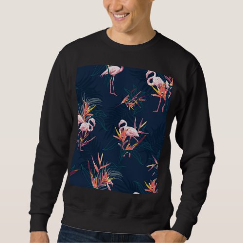 Hawaiian Flamingo Tropical Vintage Artwork Sweatshirt