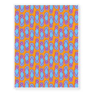 Hawaiian Flip Flops in Blue & Orange Temporary Tattoos