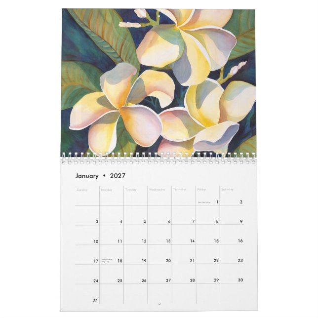 Hawaiian Floral Calendar (Jan 2027)