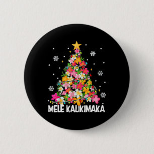 Hawaiian Floral Christmas Tree Mele Kalikimaka Tro Button