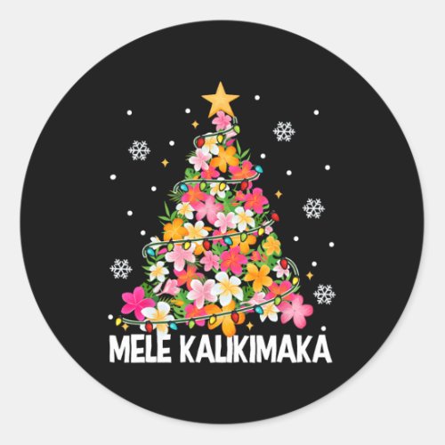 Hawaiian Floral Christmas Tree Mele Kalikimaka Tro Classic Round Sticker