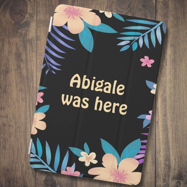 Hawaiian Floral Design on Black iPad Mini Cover (Creator Uploaded)