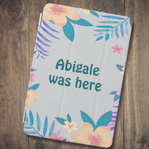 Hawaiian Floral Design on Gray iPad Mini Cover