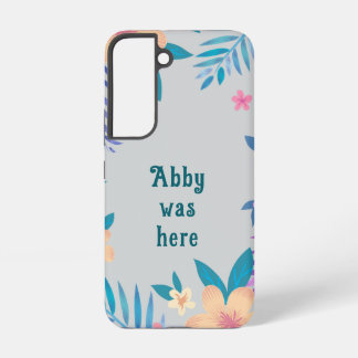 Hawaiian Floral Design on Gray Samsung Galaxy S22 Case