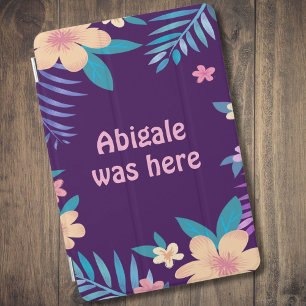 Hawaiian Floral Design on Purple iPad Mini Cover