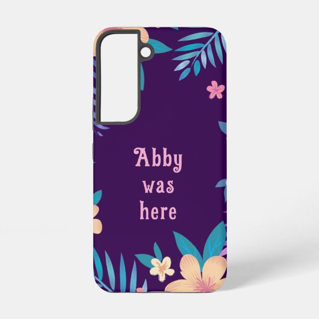 Hawaiian Floral Design on Purple Samsung Galaxy Case (Back)
