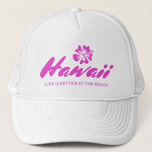 Hawaiian floral hat - Life is bette at the beach