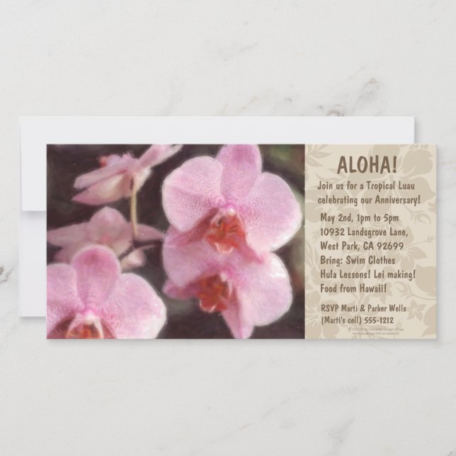 Hawaiian Floral Luau Invitations (Front)