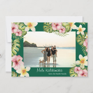 Hawaiian floral Mele Kalikimaka Christmas Card
