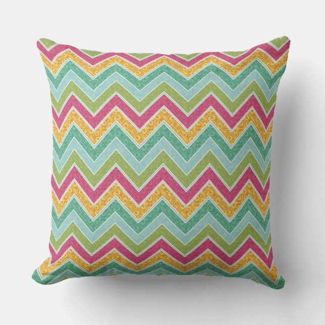"Hawaiian Floral Outdoor Pillow" Ziz Zag Throw Pillow (Front)