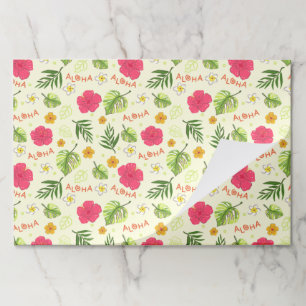 Hawaiian Floral Paper Placemats, Hibiscus Mats