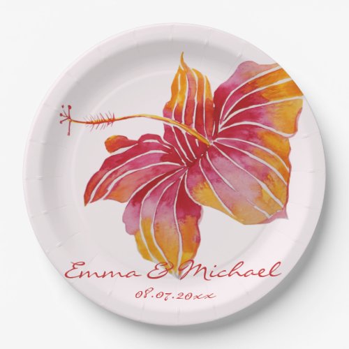 Hawaiian Floral Personalized Paper Plates