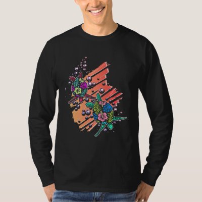 Hawaiian Floral Sea Turtle Ocean Sea Life Marine B T-Shirt