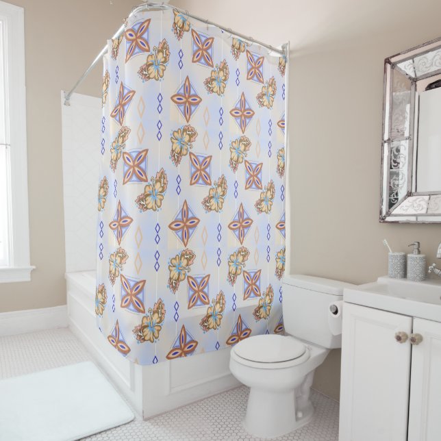 Hawaiian Floral Shower Curtain (In Situ)