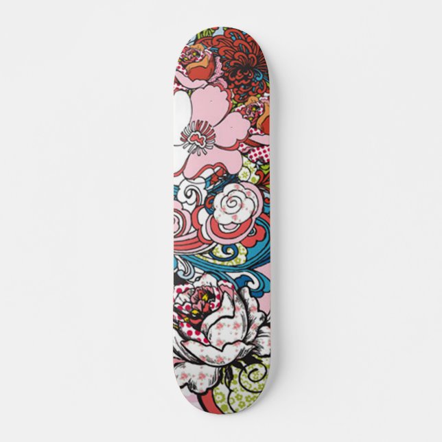 Hawaiian Floral Skateboard Deck (Front)