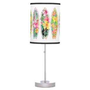 Hawaiian Floral Surfboard Table Lamp