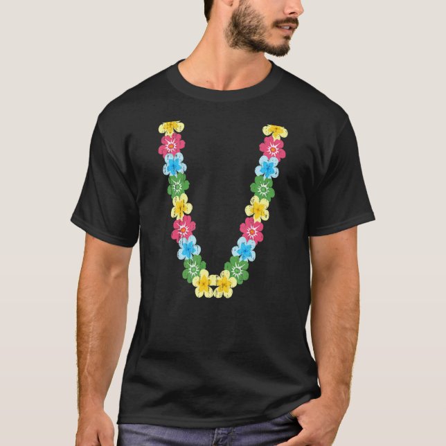 Hawaiian Flower Chain Summer Vibes Colorful Lei T-Shirt (Front)