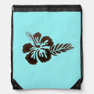 Hawaiian Flower Draw String Backpack