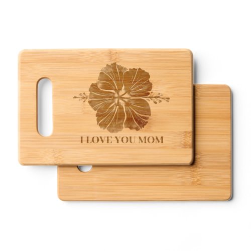 HAWAIIAN FLOWER Etched Wooden Cutting Board _ MOM