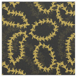 Hawaiian Flower Garlands Patterned Black and Gold Fabric