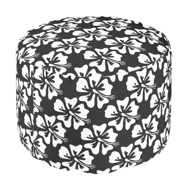 Hawaiian flower pattern pouf | Floral print design (Angled Back)
