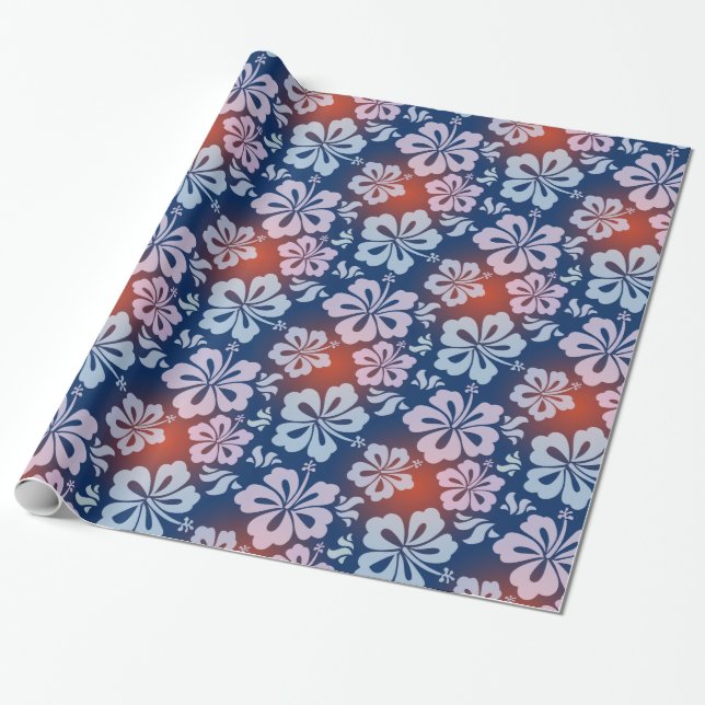 Hawaiian flower wrapping paper (Unrolled)