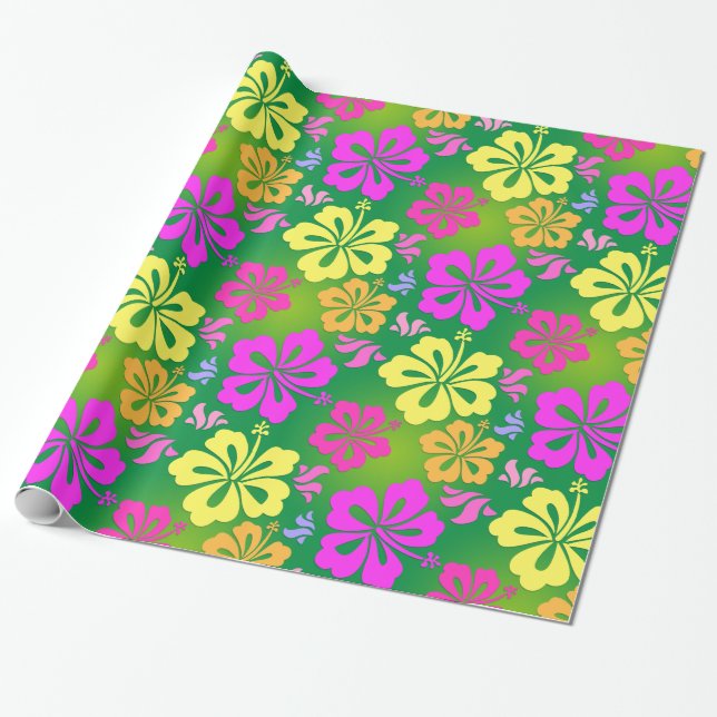 Hawaiian flower wrapping paper (Unrolled)
