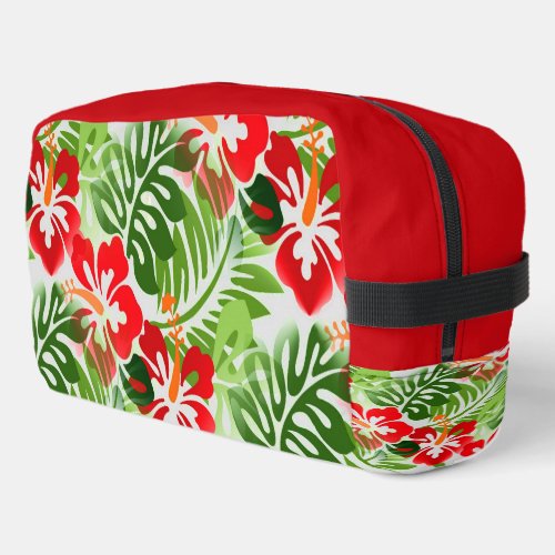 Hawaiian Flowered Pattern Red Green Dopp Kit