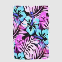 Hawaiian Flowered Pattern Tropical Pink Aqua Blue