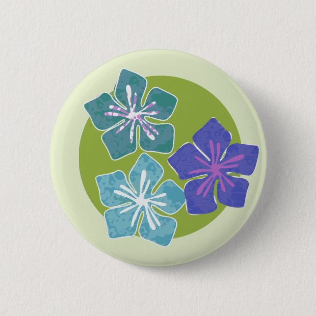 Hawaiian Flowers 1 Button (Front)