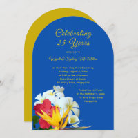 Hawaiian Flowers Anniversary Vows Ceremony Invitat