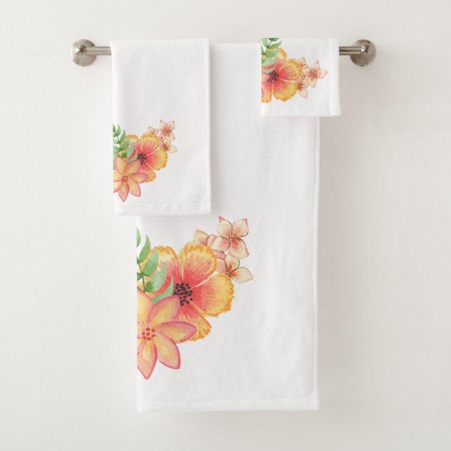 Hawaiian Flowers Bath Towel Set (Insitu)