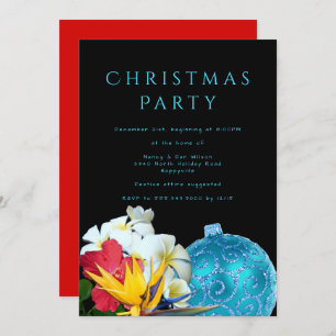 Hawaiian Flowers Beach Christmas Party Invitation