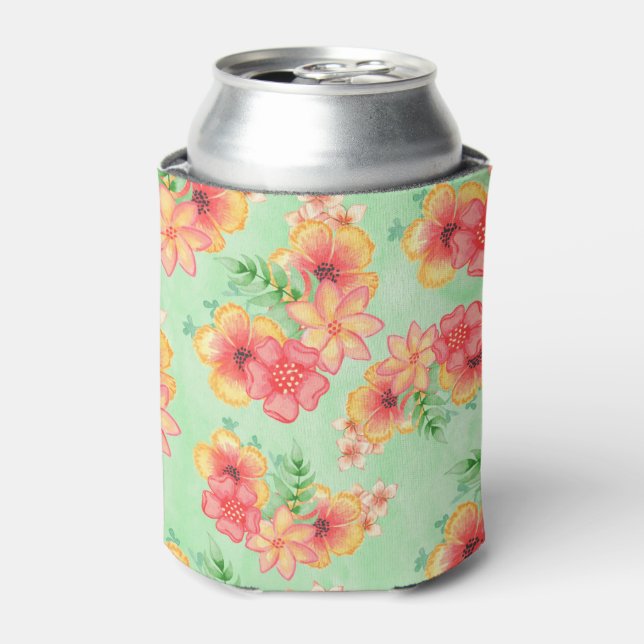 Hawaiian Flowers Can Cooler (Can Front)