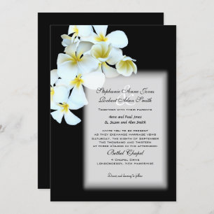 Hawaiian Flowers Custom Black Wedding Invite