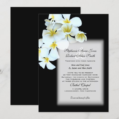 Hawaiian Flowers Custom Black Wedding Invite
