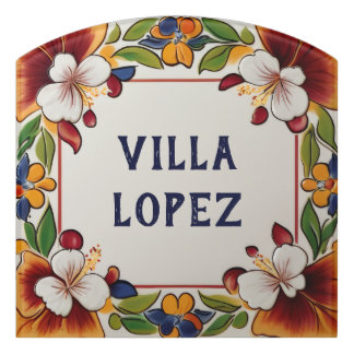 Hawaiian Flowers Floral House Name Plate Plaque Door Sign