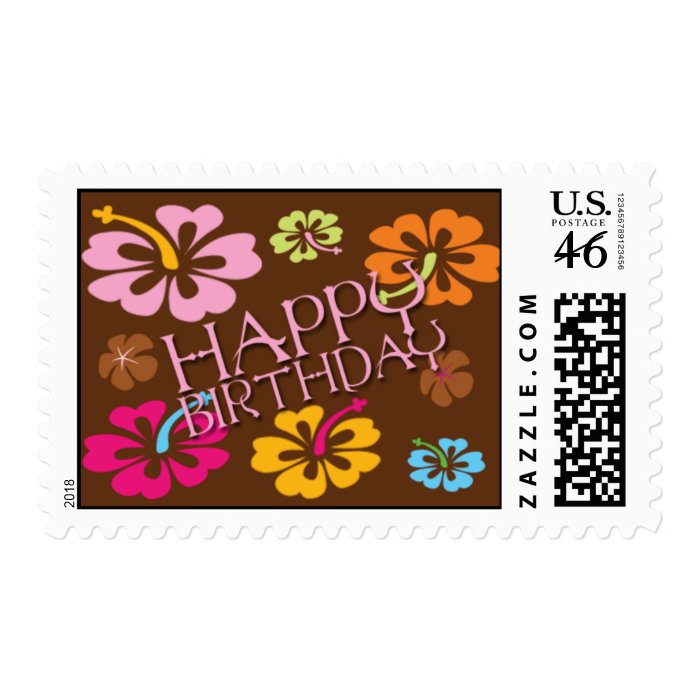 Hawaiian Flowers  Happy Birthday Postage