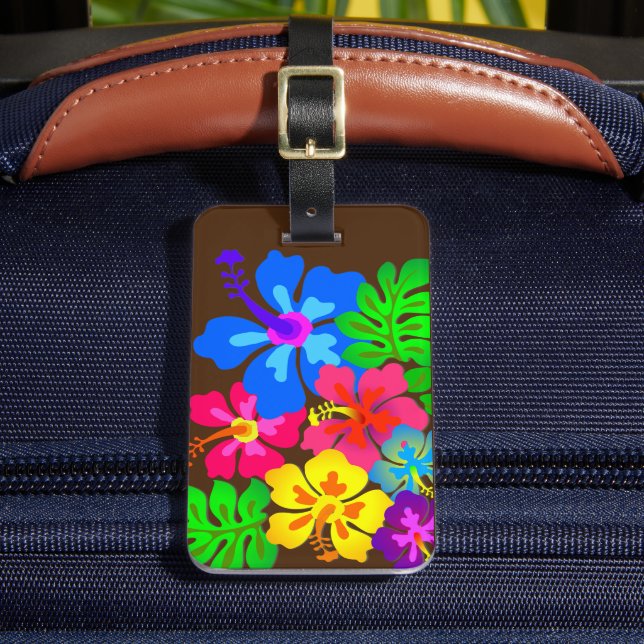 Hawaiian Flowers Hibiscus Art Luggage Tag (Front Insitu 2)
