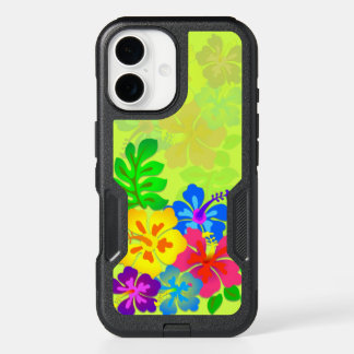 Hawaiian Flowers Hibiscus Leaves Lime iPhone 16 Case