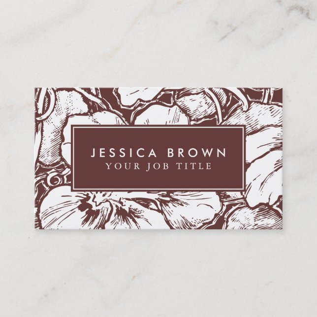 Hawaiian flowers line art Custom Business Card (Front)
