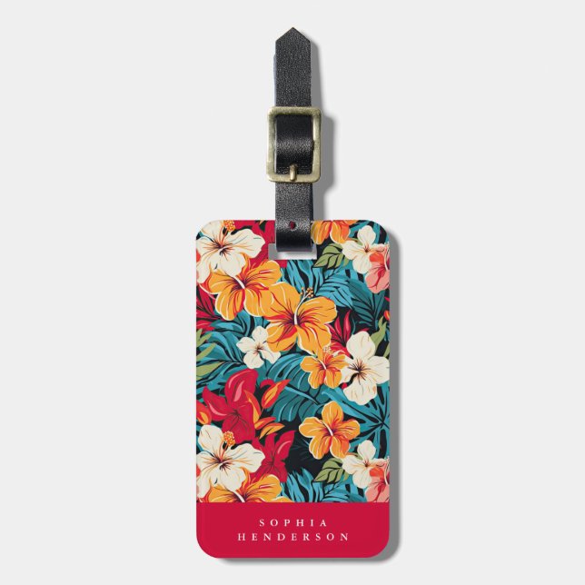 Hawaiian Flowers Luggage Tag (Front Vertical)
